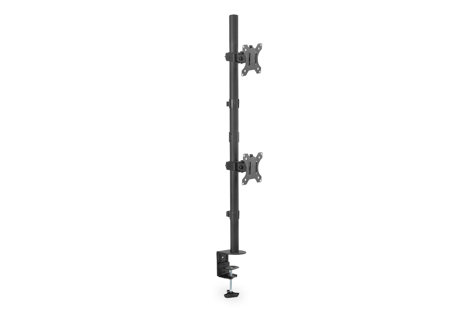 Digitus Supporto per Monitor Doppio Universale Verticale, Morsetto da Tavolo, 17-32 Pollici, Fino a 8 kg, Compatibilità VESA 75x75 e 100x100, Regolabile, Girevole, Inclinabile, Nero