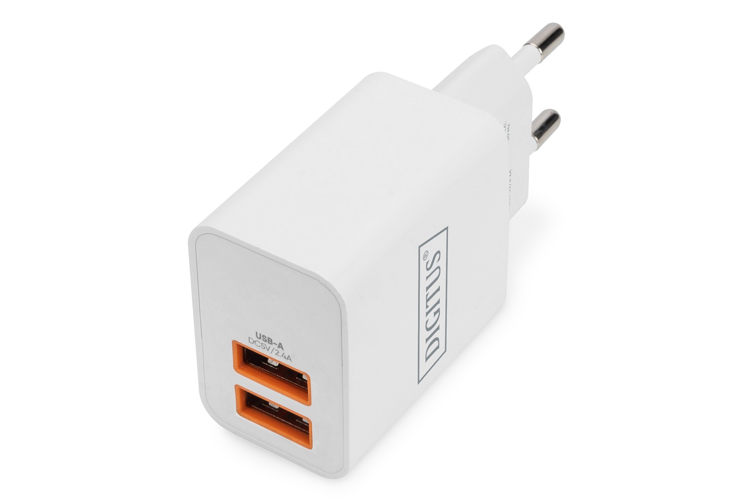 DIGITUS Caricabatterie Universale 15,5 W - 2 Porte USB-A - Ricarica per iPhone, iPad, Samsung Galaxy e altri dispositivi - Bianco