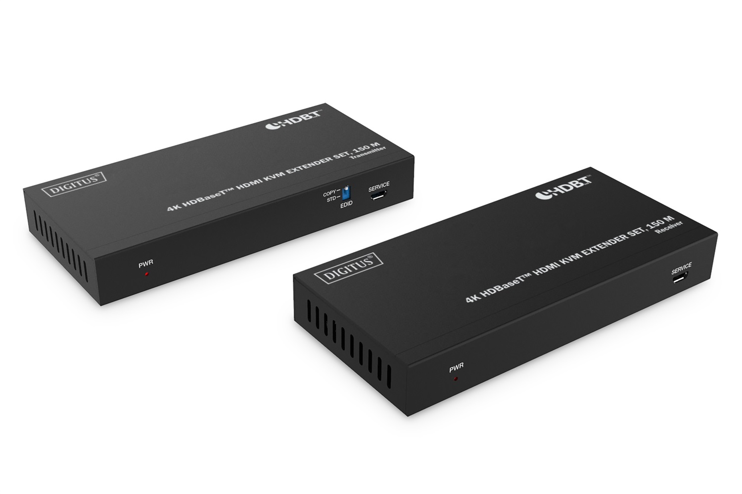 DIGITUS Set Extender 4K HDBaseT HDMI KVM - Trasmettitore e Ricevitore, 150 m, Risoluzione 3840 x 2160 Pixel