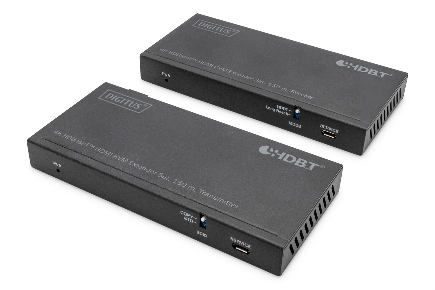 Digitus Estensore KVM HDMI 4K HDBaseT™ - Trasmettitore e Ricevitore, 150 m, 60 Hz, USB 2.0, PoC, IR, Nero