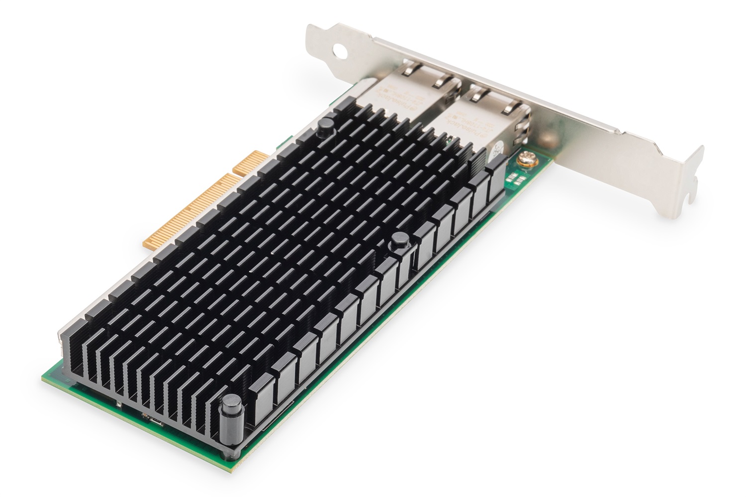 Digitus Adattatore di rete 10Gbps - Doppia Porta RJ45, PCI Express, Cablato, Verde/Argento
