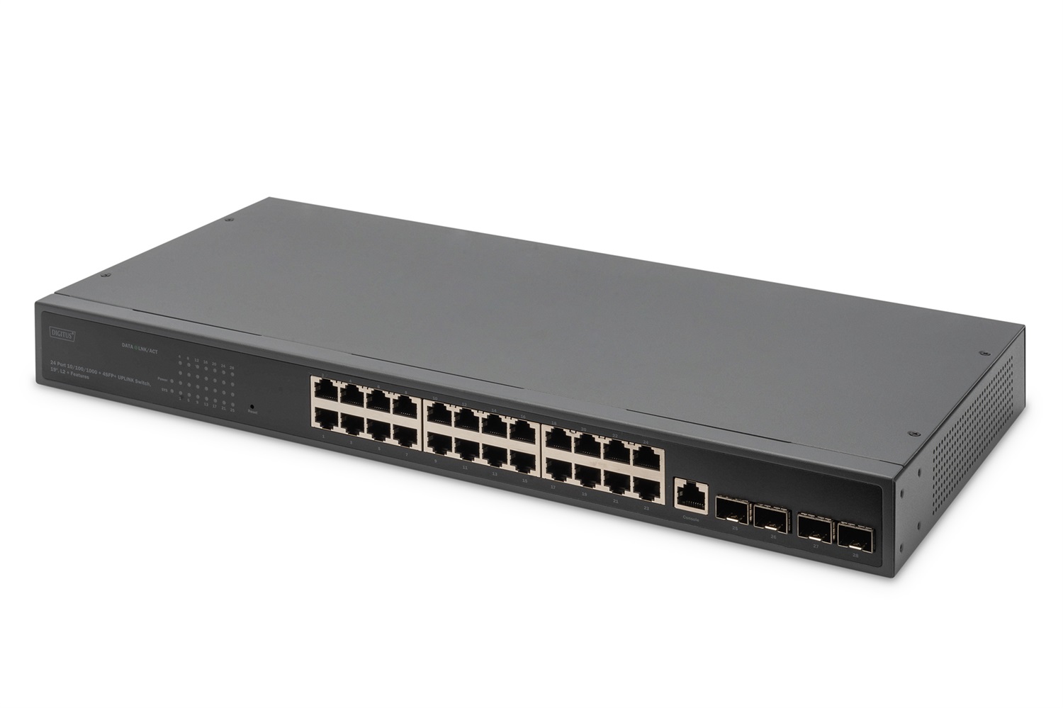 Digitus Switch di rete 24 porte Gigabit Ethernet 10/100/1000 4 SFP UPLINK, 19 pollici, Non gestito, L3, L2