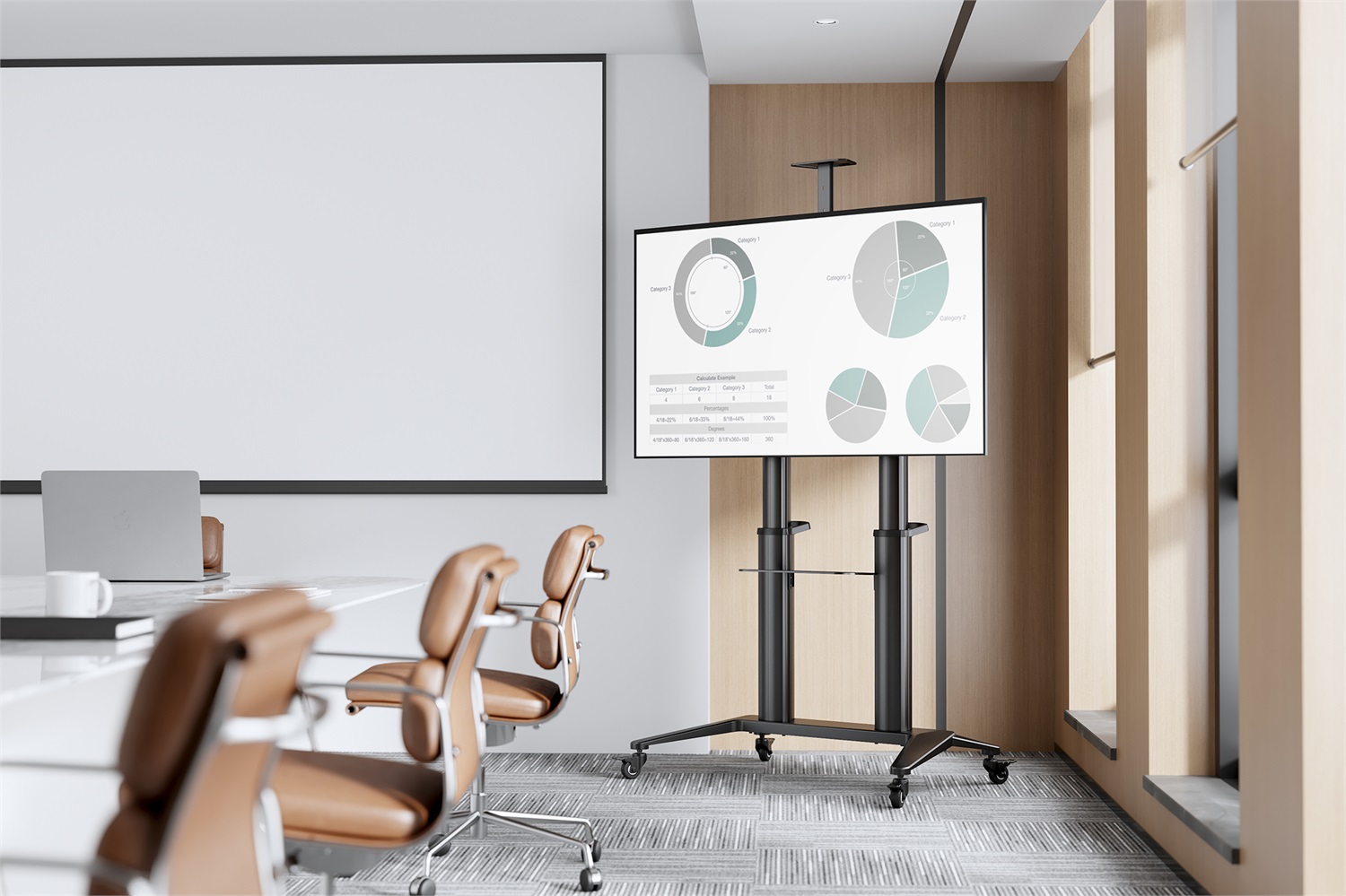 Digitus DA-90452 Carrello di Presentazione per TV Nero - Supporto per Schermi 70-120 Pollici, Capacità 140 kg, con Supporto Fotocamera Regolabile