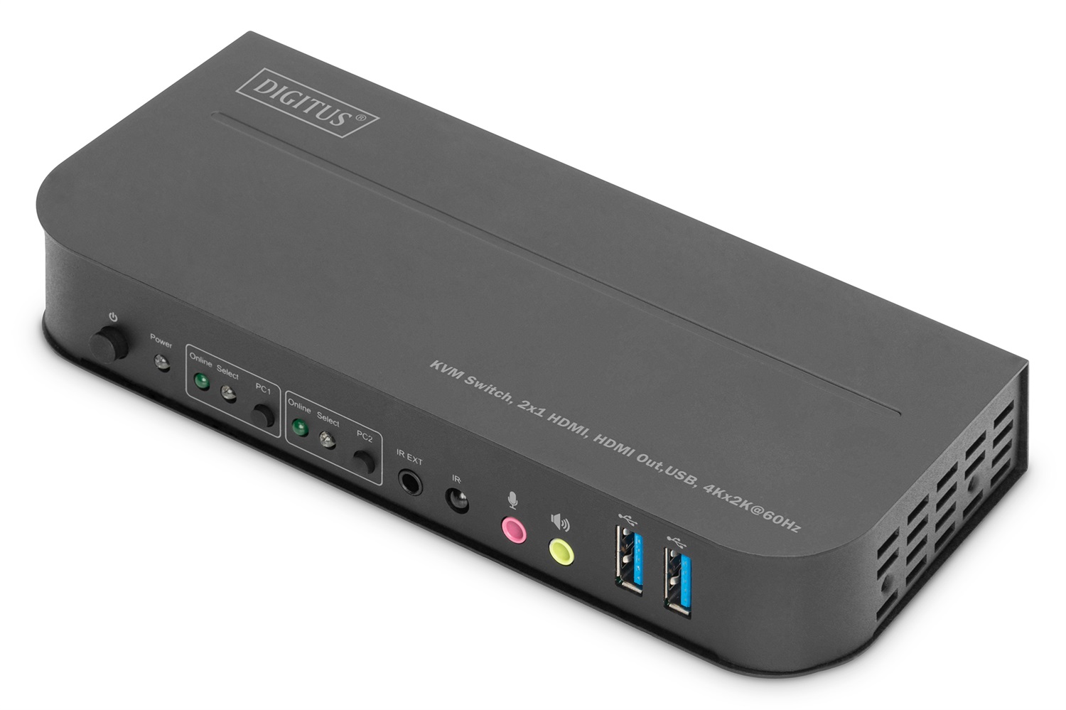 Digitus Switch KVM DS-12874, 2x1 HDMI, HDMI Out, USB, 4K Ultra HD 4096x2160 @60Hz, Nero