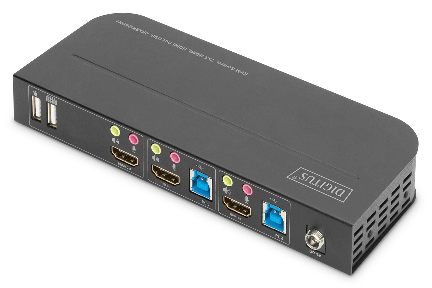 Digitus Switch KVM DS-12874, 2x1 HDMI, HDMI Out, USB, 4K Ultra HD 4096x2160 @60Hz, Nero