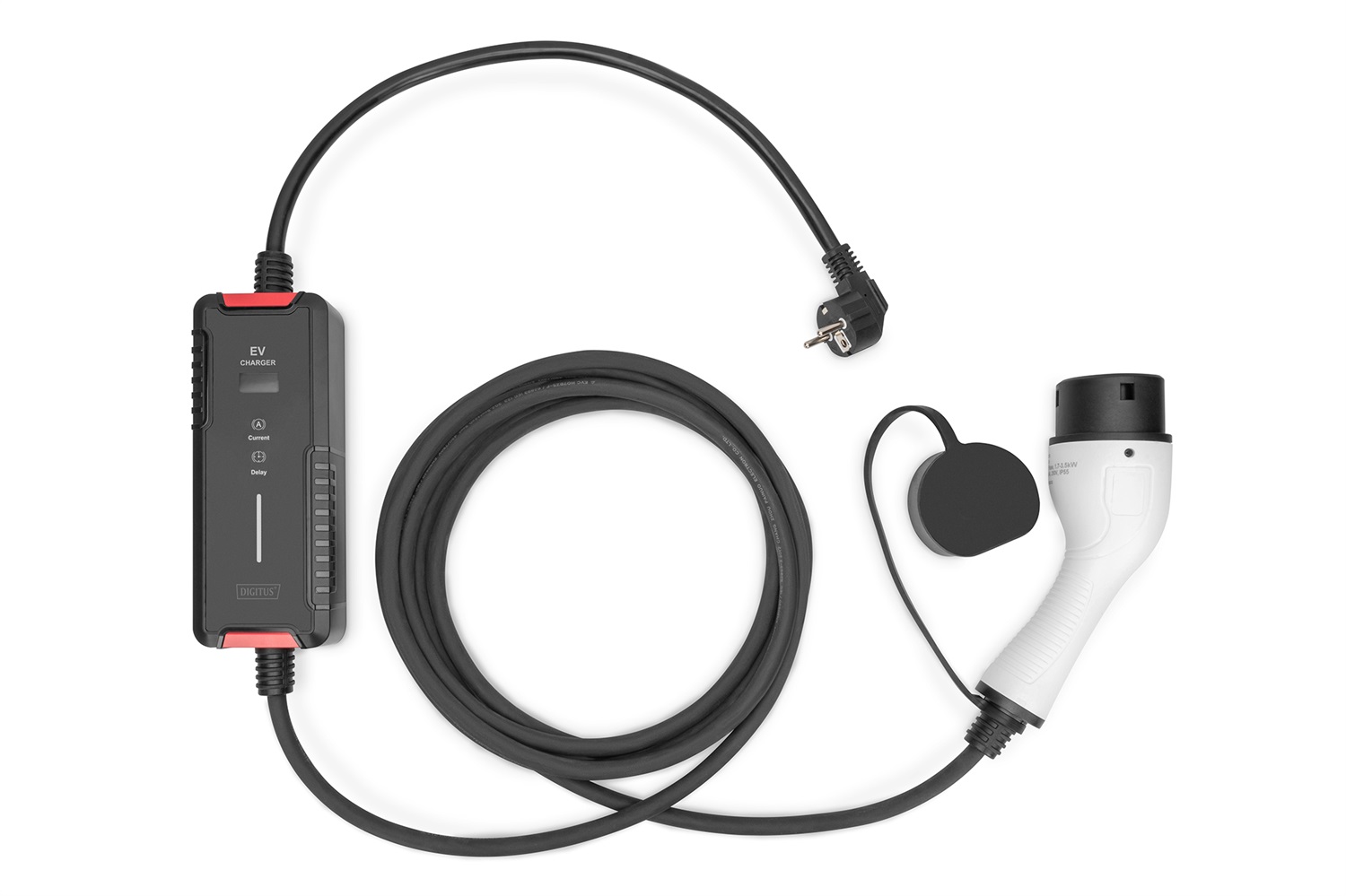 Digitus Dispositivo di ricarica EV per presa domestica, 5 m, Tipo 2, Potenza regolabile 1,8-3,7 kW, IP55
