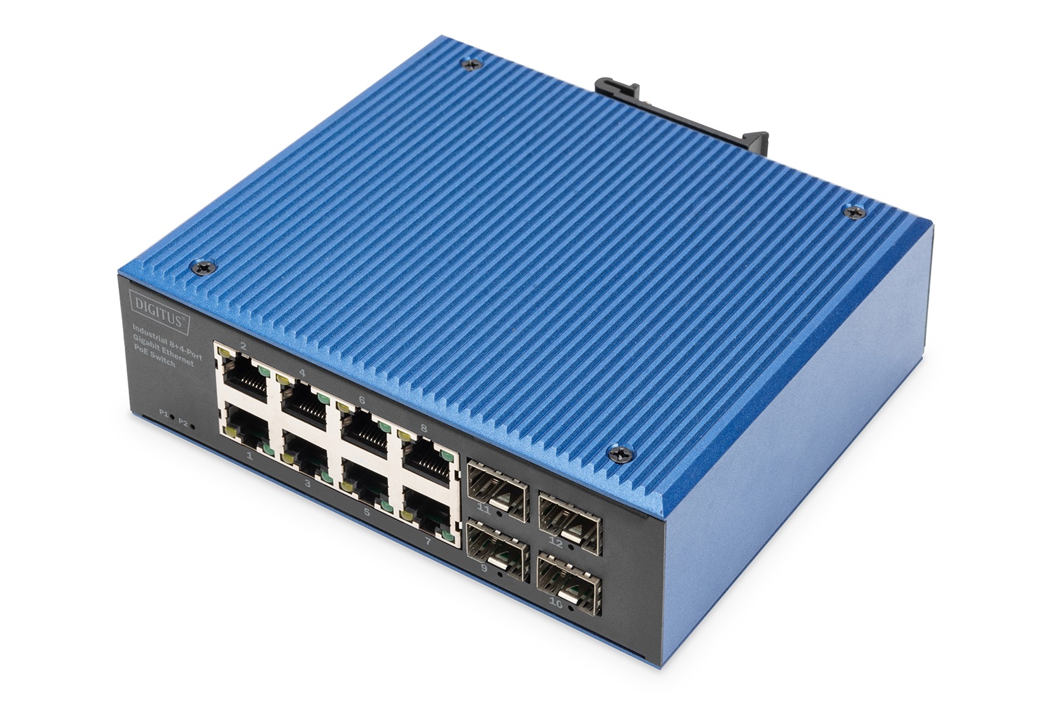 Digitus Switch Industriale 8 4 Porte Gigabit Ethernet PoE - Non Gestito, Montaggio su Guida DIN