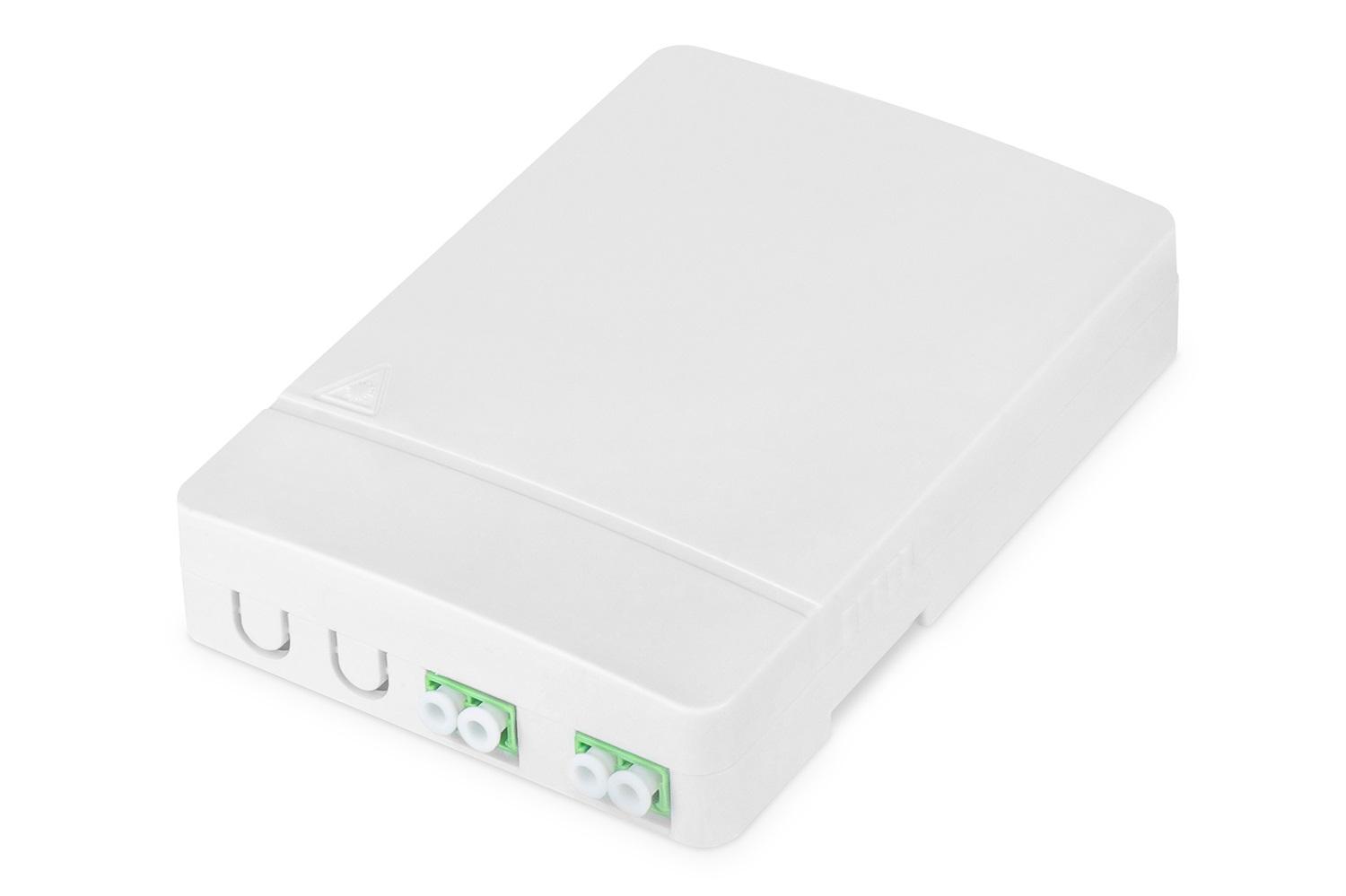 DIGITUS Alloggiamento FTTH con 2x accoppiatori duplex LC/APC - Fibra ottica monomodale, cassetta di giunzione integrata, IP45, montaggio a parete, bianco
