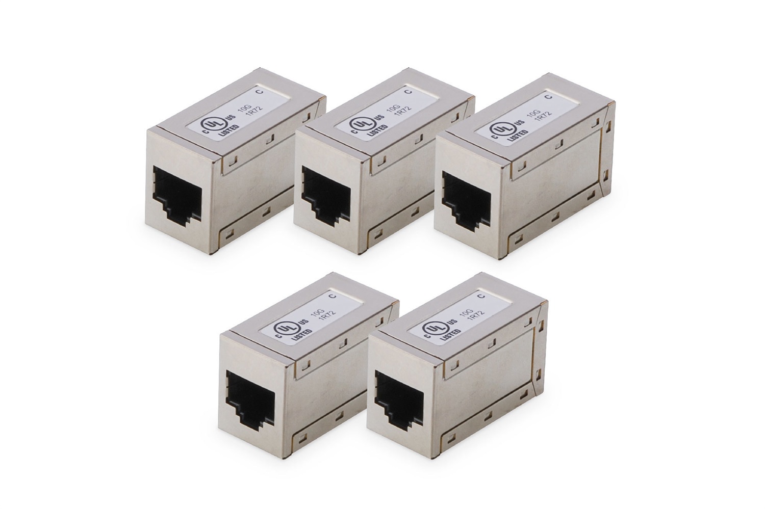 DIGITUS Accoppiatore RJ45 Cat 6 - 5 pezzi, Prolunga LAN, Compatibile PoE, Modulare, Schermato, Argento