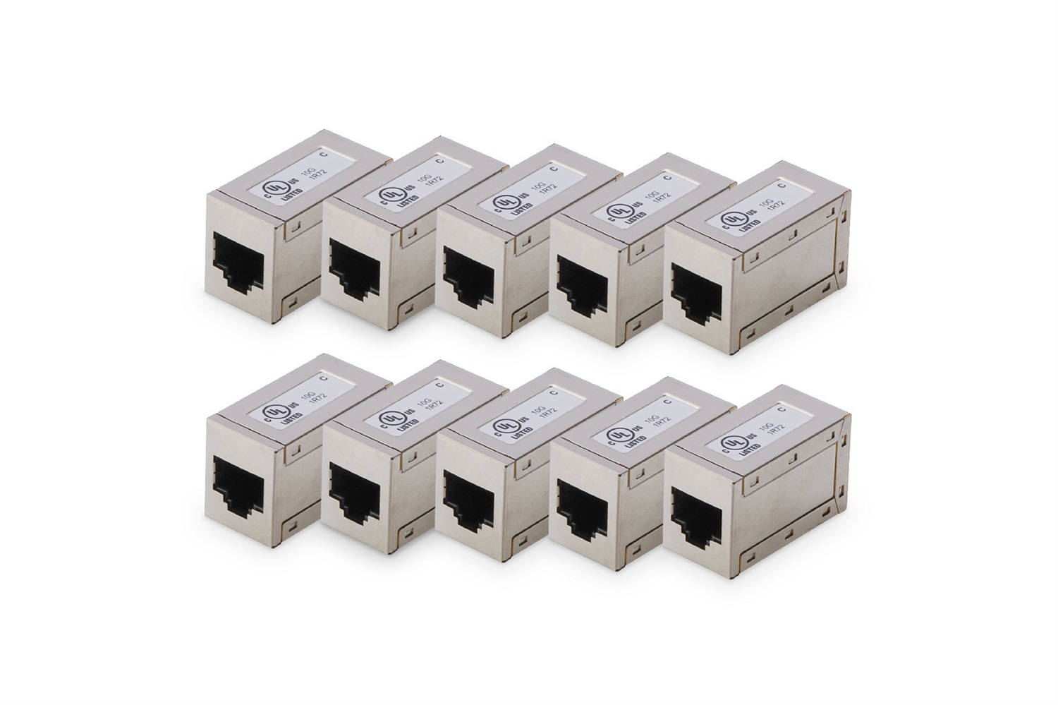 DIGITUS Accoppiatore RJ45 Cat 6 - 10 Pezzi, Prolunga per Cavo LAN, Compatibile Poe, Accoppiatore modulare, Argento
