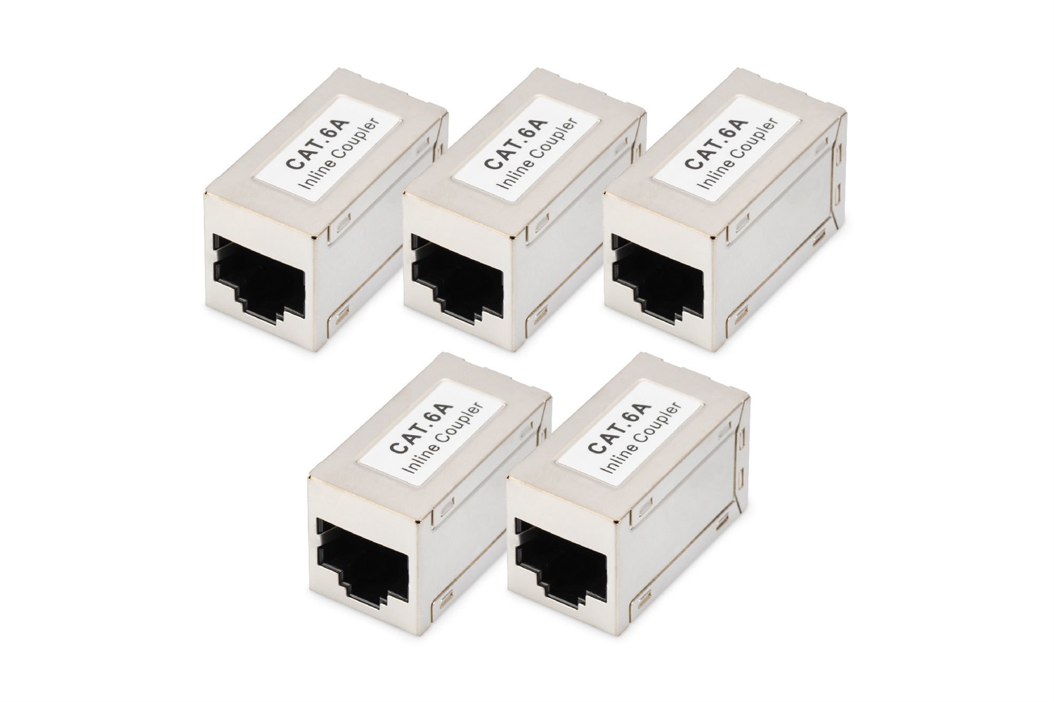 DIGITUS Accoppiatore RJ45 Cat 6A Schermato - 5 Pezzi - Prolunga Cavo LAN - Compatibile Poe - Argento