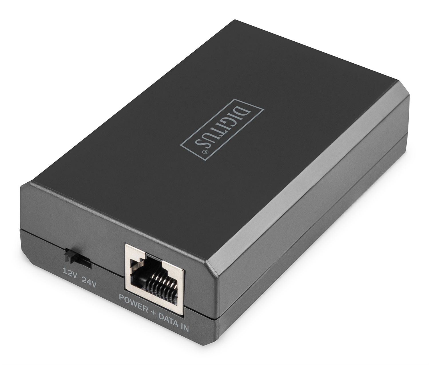 DIGITUS Poe Splitter Gigabit Ethernet PoE - IEEE802.3at/bt - 51W - 10/100/1000 Mbps - Tensione di Uscita Selezionabile 12V/24V - Nero