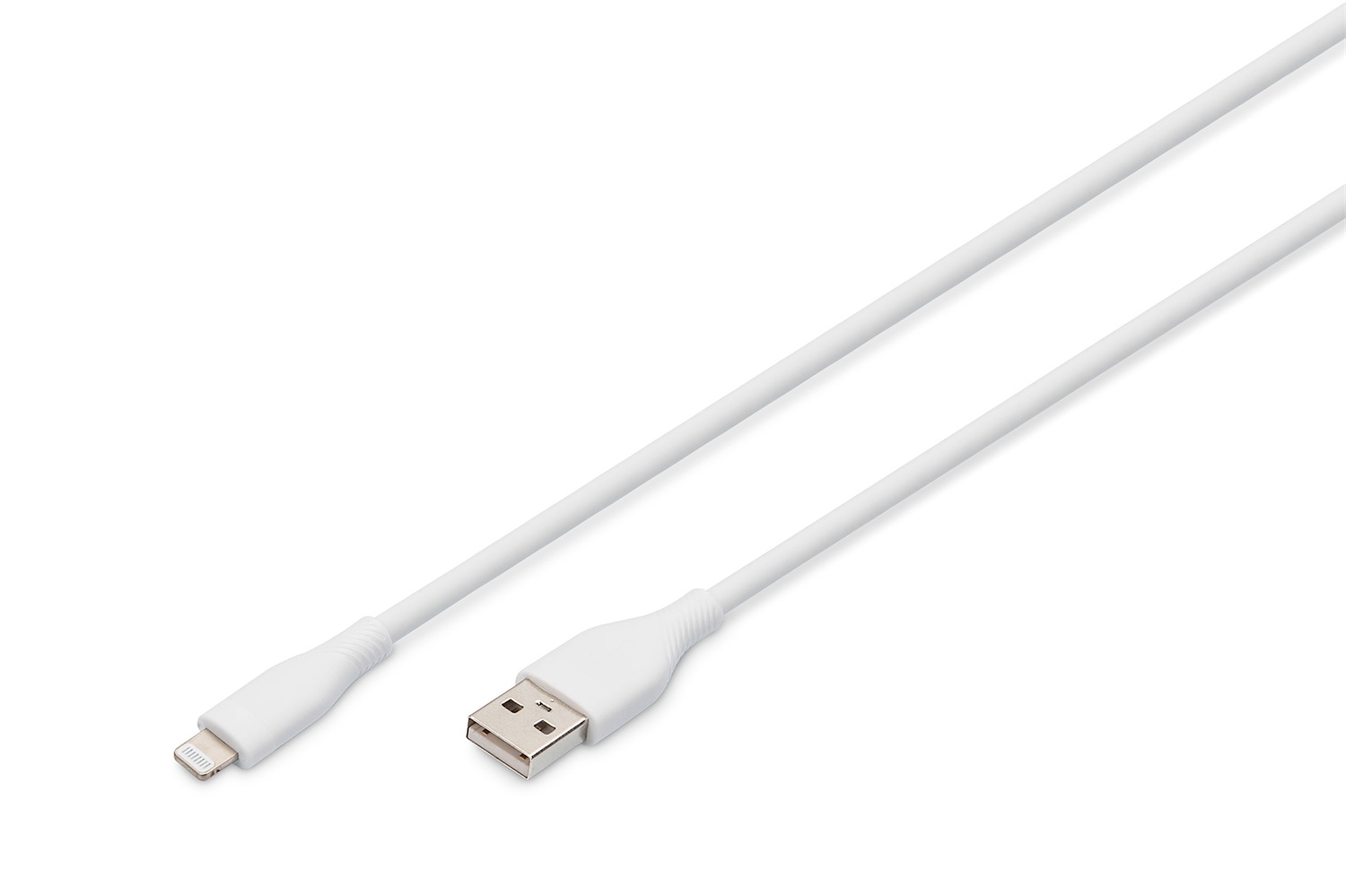 Digitus Cavo di Ricarica USB-A a Lightning 1 m - Silicone Bianco, Certificato MFI, 480 Mbit/s, 12 W, 2,4 A