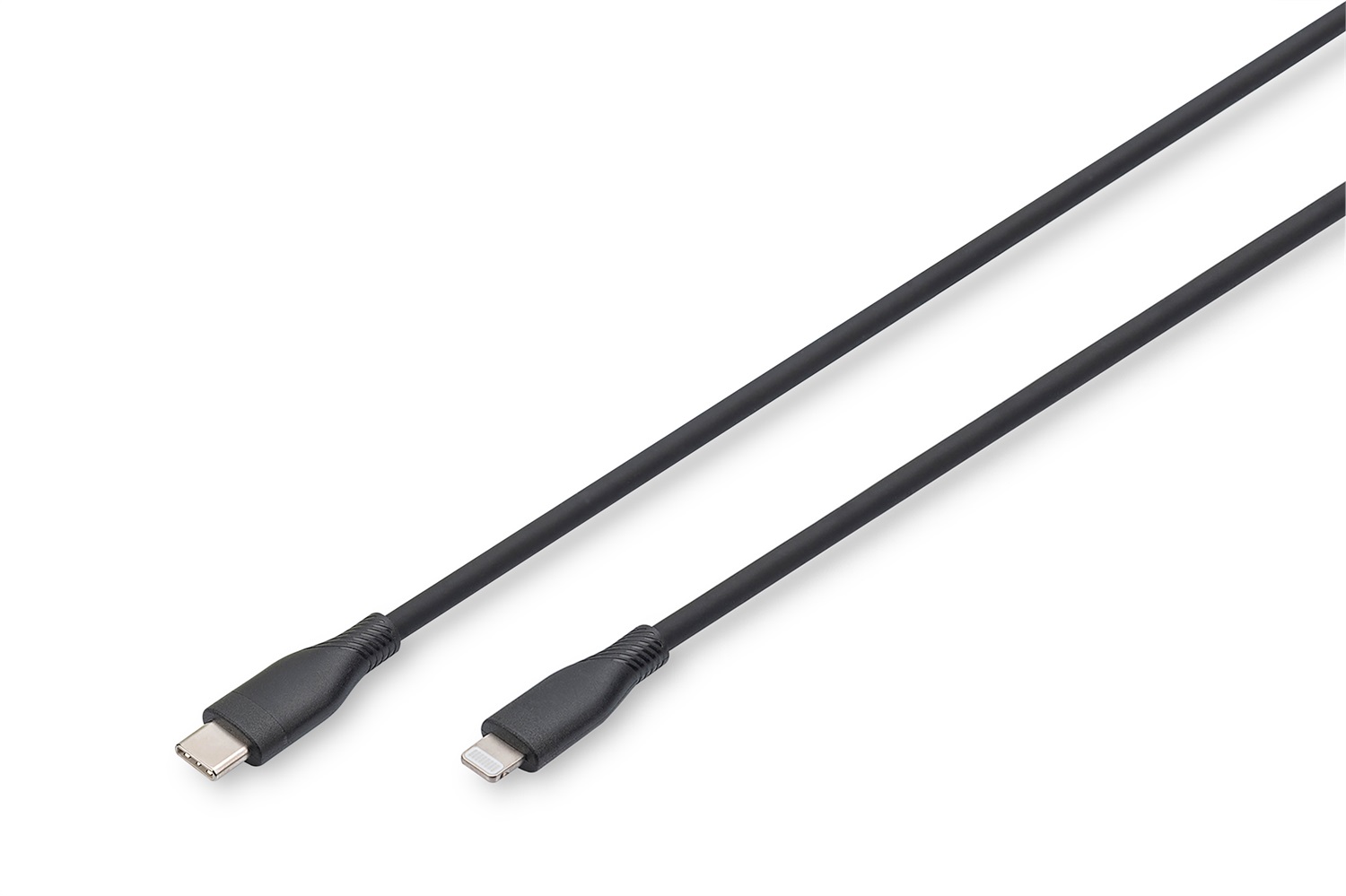 DIGITUS Cavo di Ricarica USB C a Lightning 2 m - 60 W, 3 A, Silicone Antipiega, Certificato MFI, Nero