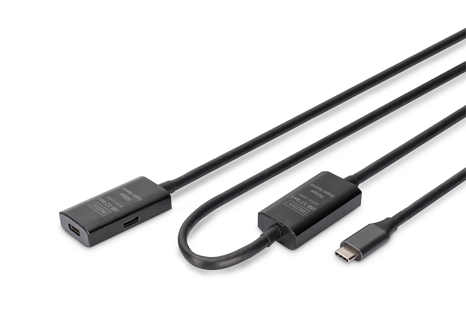 DIGITUS Cavo di prolunga attivo USB 3.2 Gen 1, 10 m, USB-C a USB-C, Fino a 5 Gbit/s, Plug & Play, Nero