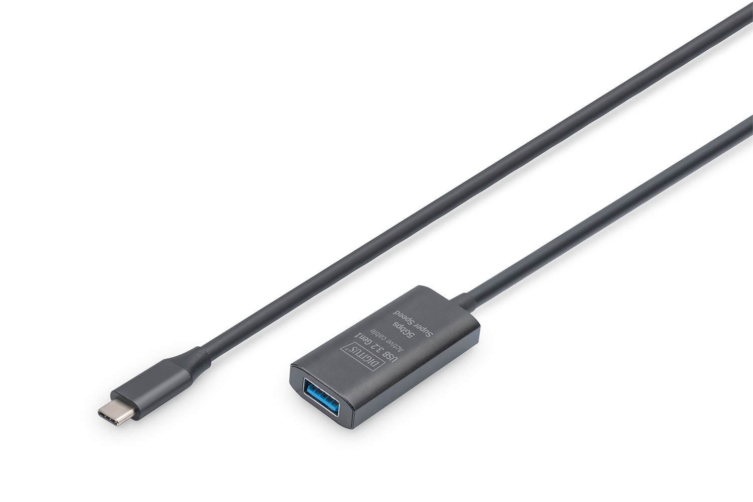 DIGITUS Cavo di prolunga attivo USB 3.2 Gen 1 - 5 m - USB-C maschio a USB-A femmina - Fino a 5 Gbit/s - Plug & Play - Nero