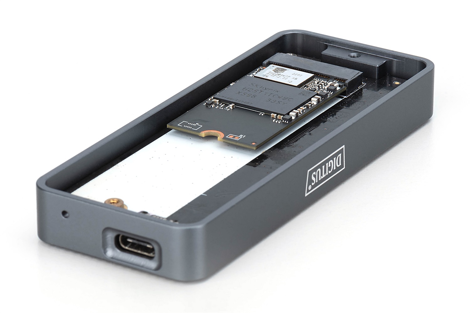 DIGITUS Alloggiamento Esterno M.2 USB 3.2 Gen2x2 Type-C - 20 Gbit/s - Supporta SSD NVMe fino a 8 TB - Compatibile con SSD 2230/2242/2260/2280 - Alloggiamento in Alluminio Grigio