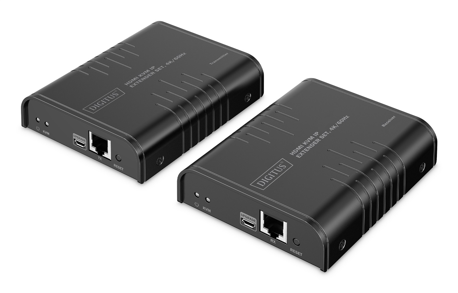 DIGITUS Set di Estensione HDMI KVM IP 4K/60Hz - Portata 40m, HDMI 2.0, Fino a 253 Ricevitori, 2x USB, CAT 6, Nero