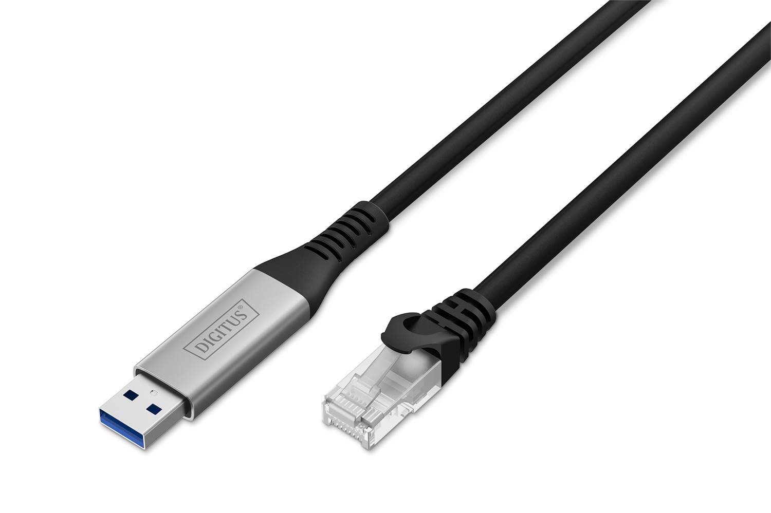 DIGITUS Cavo di Rete USB-A a RJ45 10m - 1 Gbit/s, Cat 6A S/FTP, Plug & Play, Nero