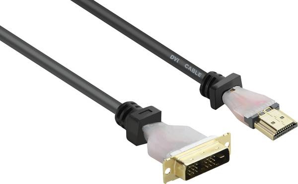 Renkforce Cavo Adattatore DVI-D a HDMI A 5 m - Nero, Contatti Placcati in Oro