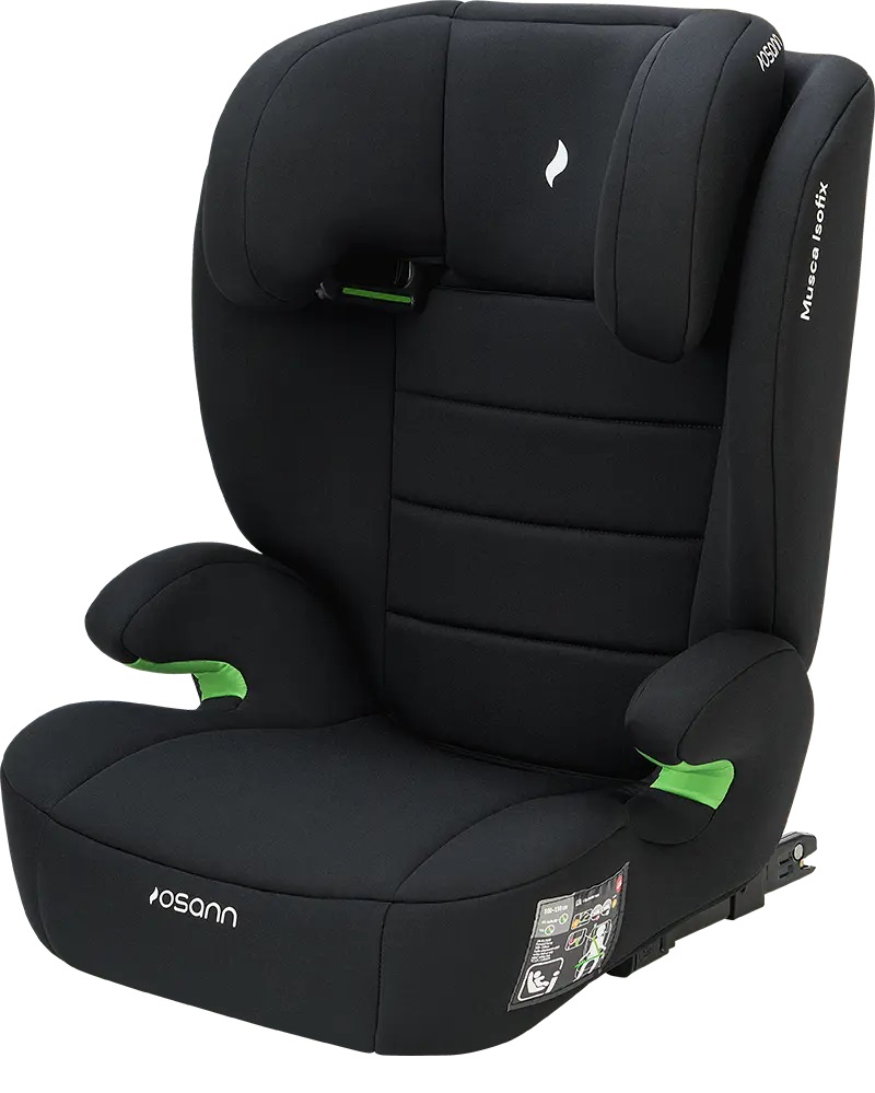 OSANN Musca Isofix Seggiolino Auto 100-150 cm Nero - Ergonomico, con Braccioli e Poggiatesta Regolabile