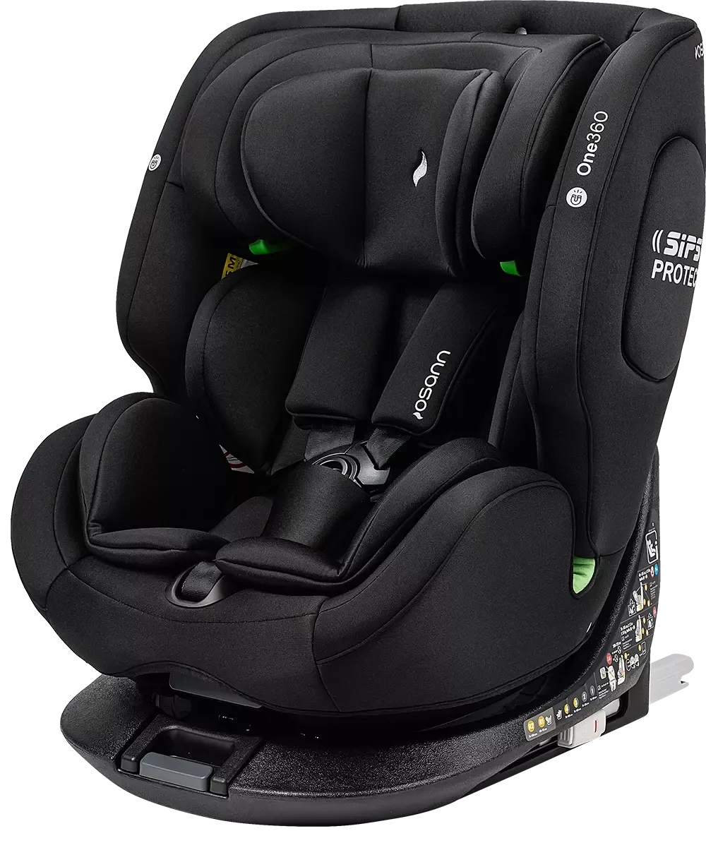 Osann One360 Seggiolino Auto Girevole a 360° Isofix All Black - Gruppo 0 /1/2/3, 40-150 cm, Da 0 a 12 Anni