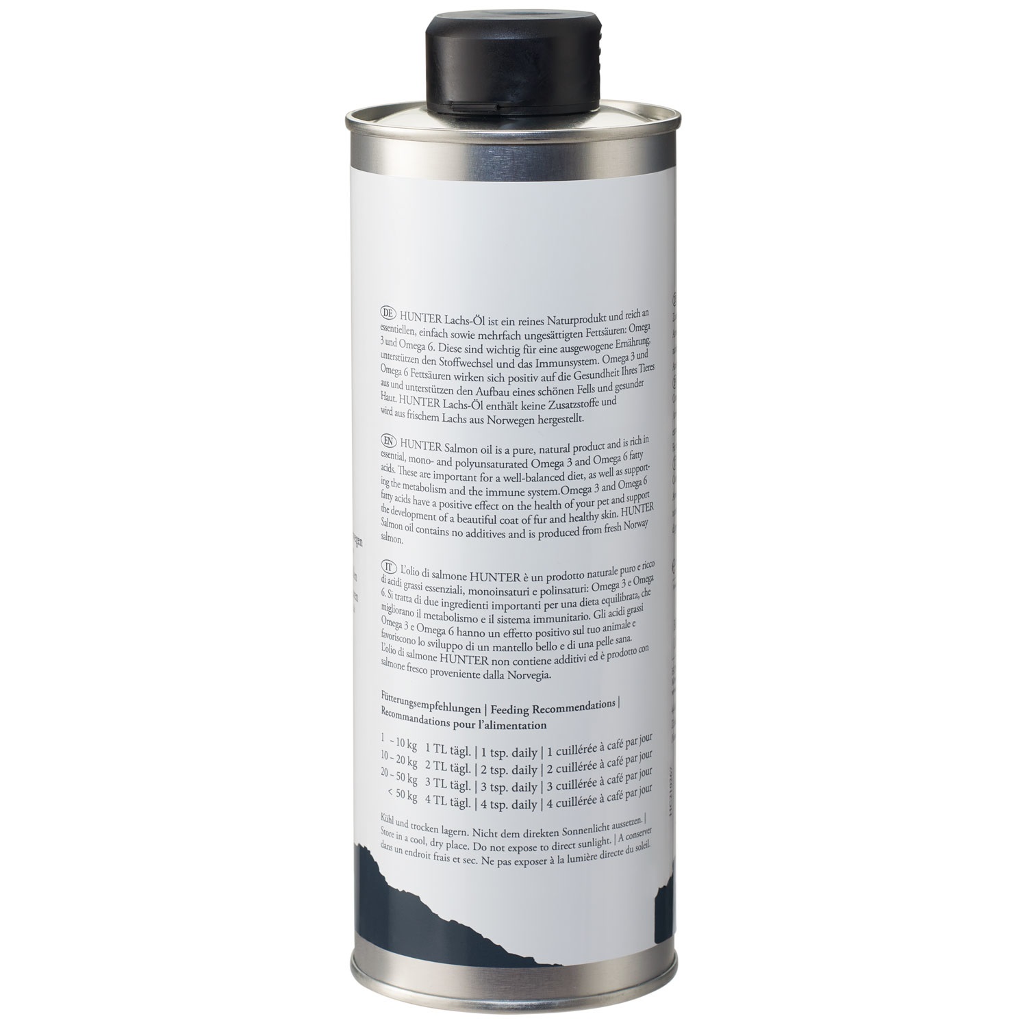 Hunter Olio di Salmone per Cani - 500 ml, Integratore Naturale Ricco di Omega 3 per Pelle e Pelo Sani