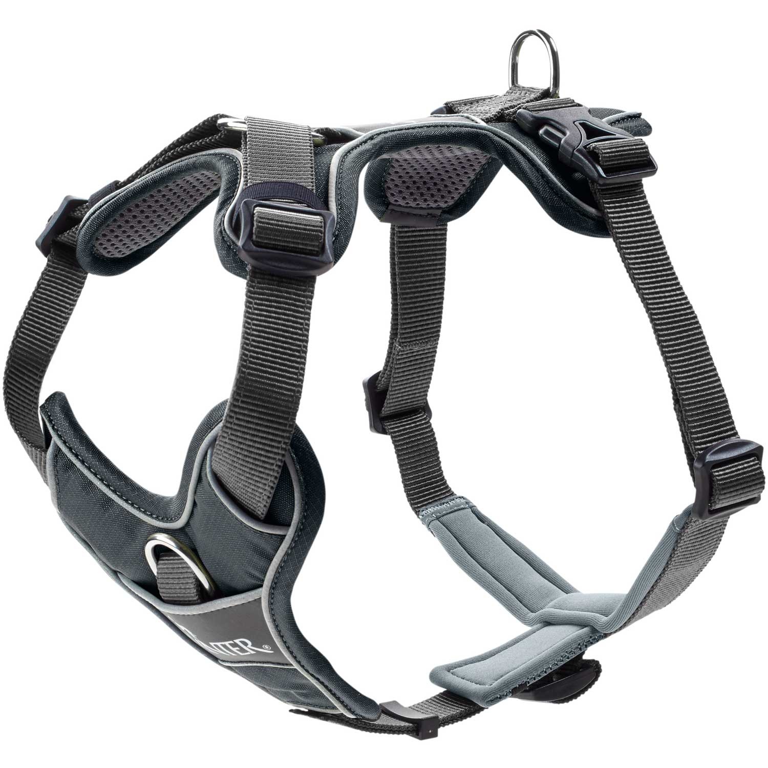 HUNTER DIVO Pettorina per Cani M Grigio 56-73 cm in Nylon con Imbottitura Traspirante e Catarifrangente