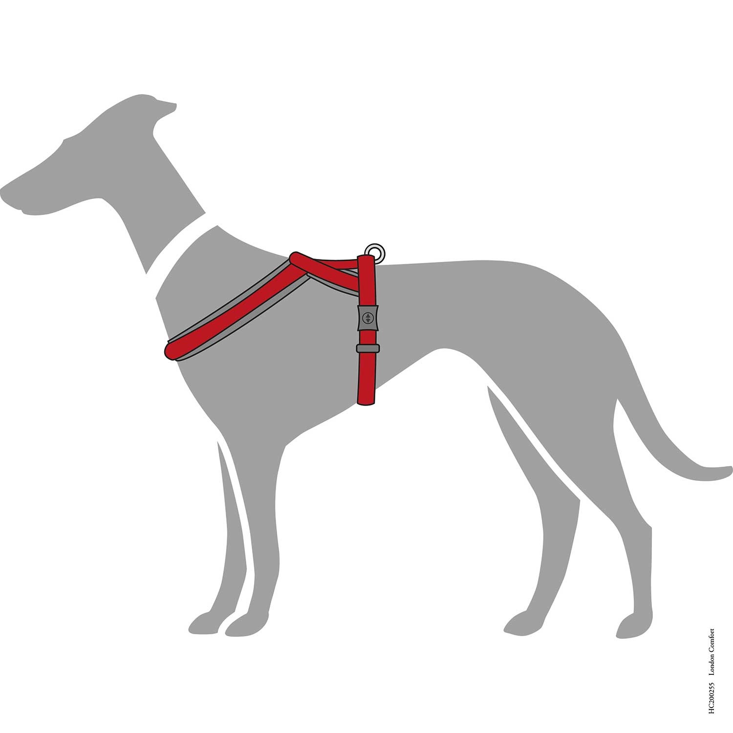Hunter London Comfort Pettorina per Cani Rossa in Poliestere Antistrappo con Imbottitura Morbida - Taglia L (68-91 cm)