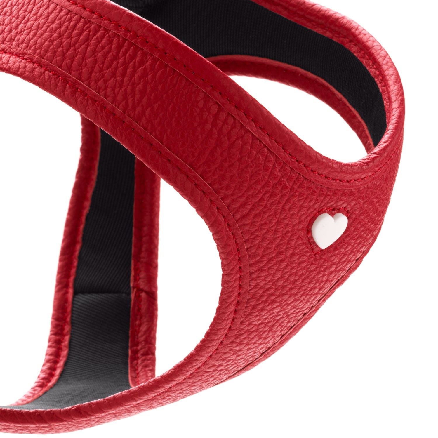 HUNTER Pettorina per cani Love rossa in morbida pelle bovina con imbottitura traspirante e cuore cucito a mano - Taglia XS