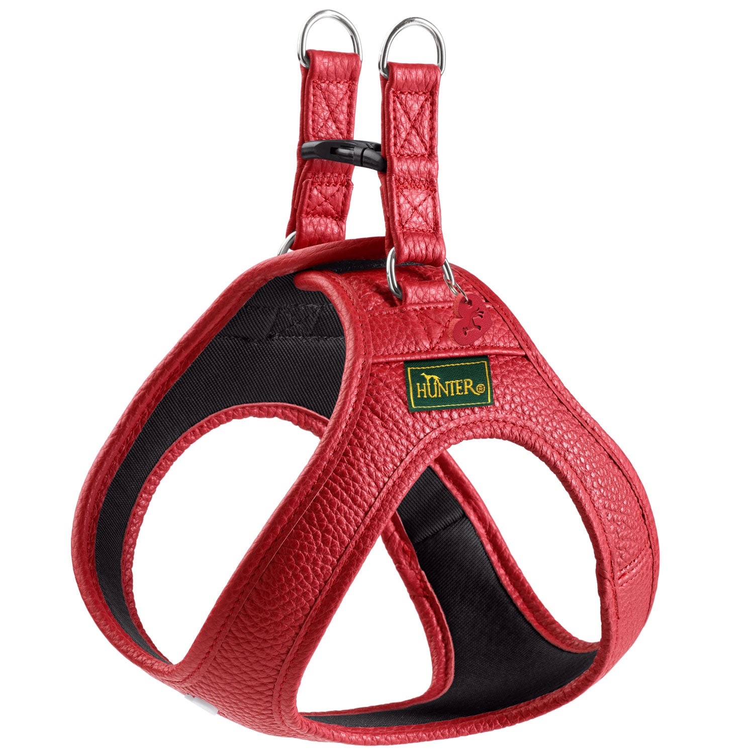 HUNTER Pettorina per cani Love rossa in morbida pelle bovina con imbottitura traspirante e cuore cucito a mano, taglia XS-S