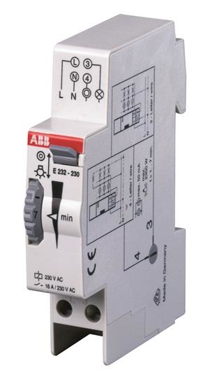 ABB 2CDE110000R0501 Interruttore Timer Luminoso per Scale - Tensione 230/240 V, Temperatura -25 °C a 55 °C, 2 Moduli, C Sensibilità