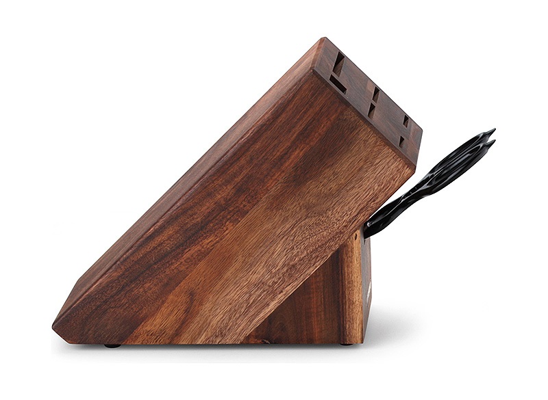 CONTINENTA Ceppo per Coltelli in Legno di Acacia - Blocco Portacoltelli per 5 Coltelli, Affilacoltelli e Forbici, Dimensioni 22 x 9,5 x 20 cm