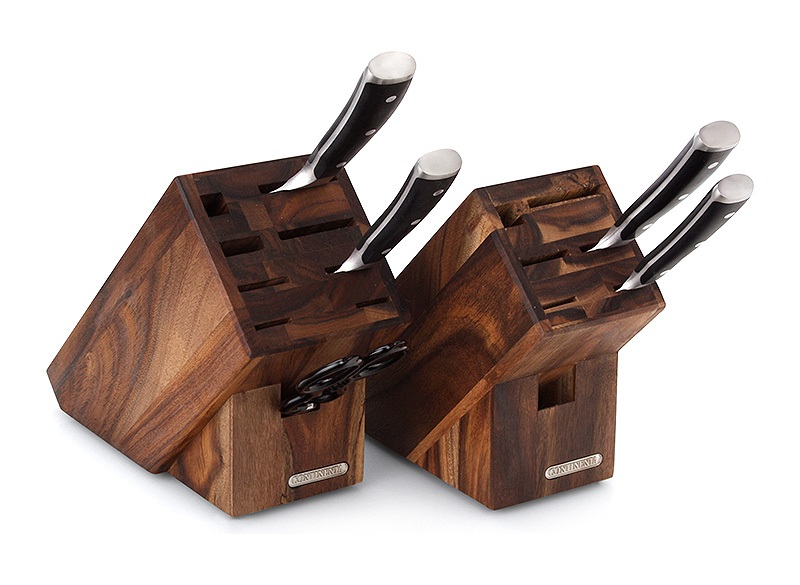 CONTINENTA Ceppo per Coltelli in Legno di Acacia - Blocco Portacoltelli per 5 Coltelli, Affilacoltelli e Forbici, Dimensioni 22 x 9,5 x 20 cm