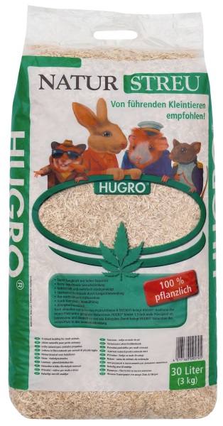 HUGRO Lettiera di Canapa Naturale 30 L per Piccoli Roditori e Uccelli