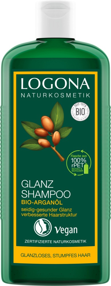 LOGONA Shampoo Lucido all'Olio di Argan Biologico 250 ml - Pulizia Delicata e Lucentezza Sana