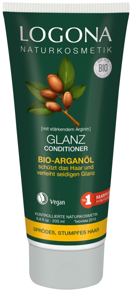 Logona Balsamo Brillantezza con Olio di Argan Biologico - 200 ml per Capelli Fragili e Danneggiati