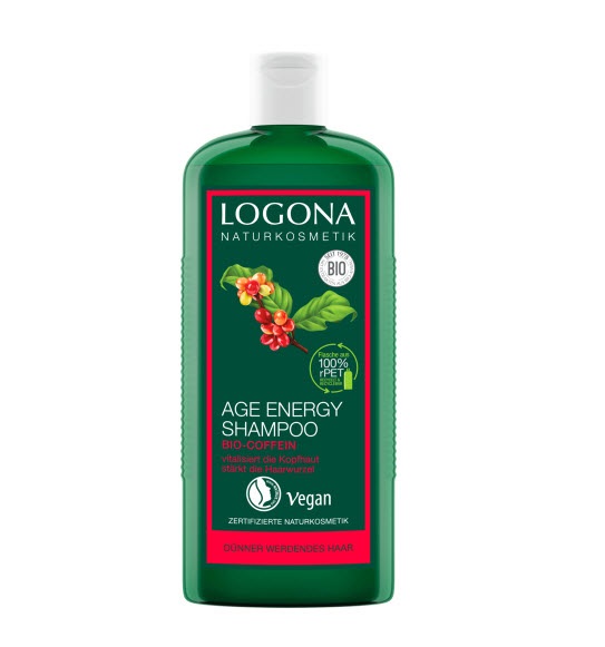 Logona Age Energy Shampoo Bio-Coffein 250 ml - Rivitalizza e Rinforza i Capelli Fini con Caffeina Biologica