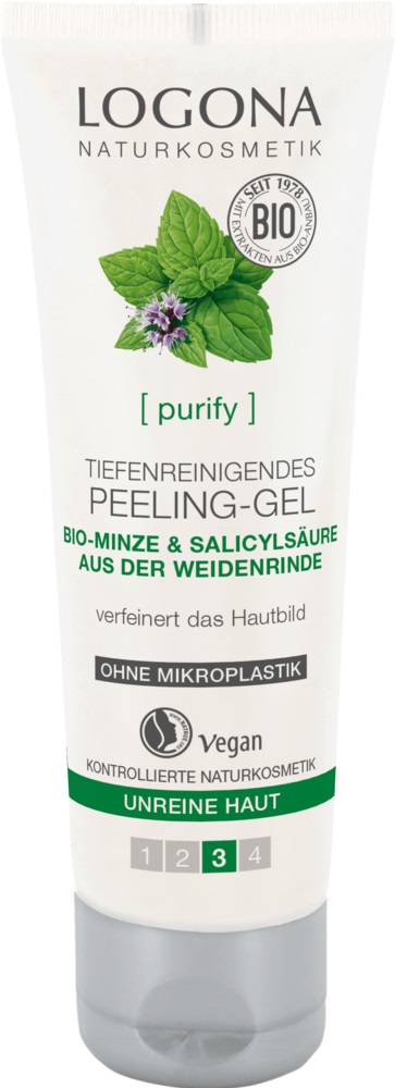 Logona Gel Detergente Esfoliante 100 ml con Menta Biologica e Acido Salicilico