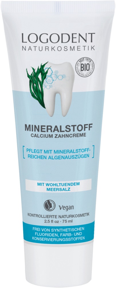 Logona Dentifricio ai Sali Minerali con Calcio - 75 ml, Vegan e Naturale per Denti e Gengive Sane