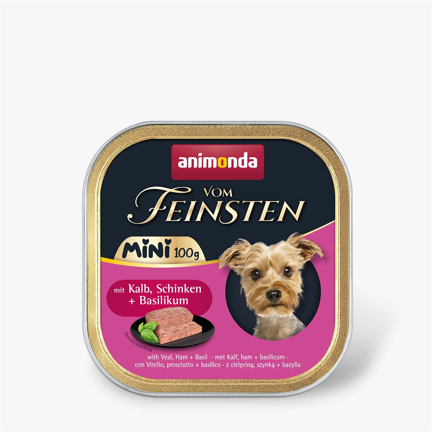 animonda vom Feinsten cibo umido per cani Adult Mini 100 g - Vitello, Prosciutto e Basilico, ricco di carne e micronutrienti