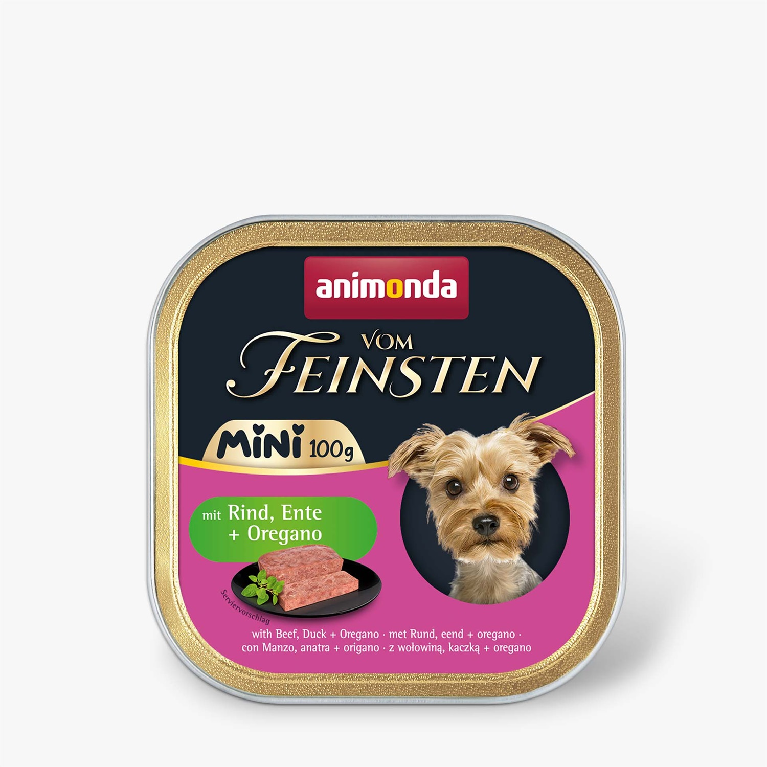 animonda Vom Feinsten Adult Mini Cibo Umido per Cani 100 g - Manzo, Anatra, Origano, Ricco di Carne e Vitamina D3