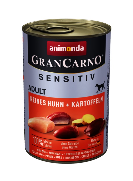 Animonda GranCarno Adult Sensitive Cibo Umido per Cani Pollo e Patate 400 g - Senza Cereali e Glutine