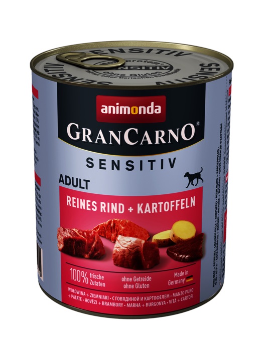 Animonda GranCarno Adult Sensitive Cibo Umido per Cani - Manzo Puro e Patate, 800 g