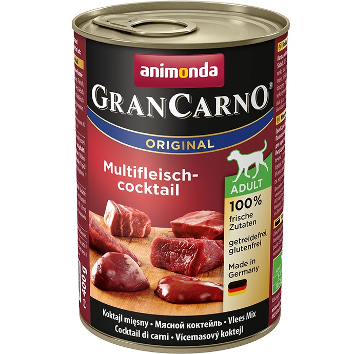 Animonda GranCarno Original Cibo Umido per Cani Adulto 400 g - Cocktail di Carne Misto Senza Cereali