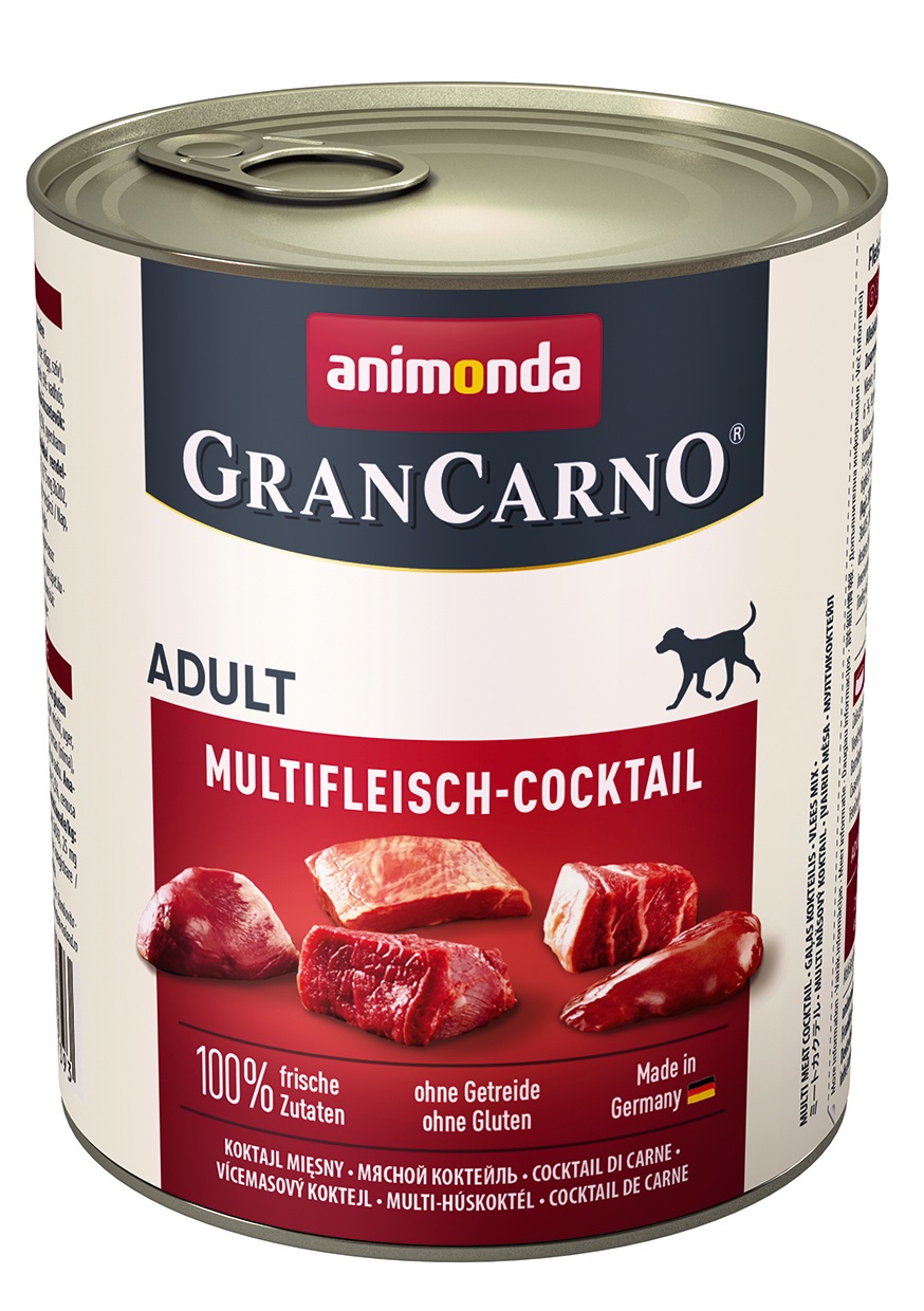 Animonda GranCarno Cocktail Multicarne per Cani Adulti - Mix di Manzo, Pollo, Tacchino e Cuore - 800 g