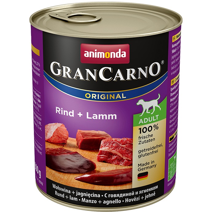 Animonda GranCarno Original Alimento Umido per Cani Adulti - Manzo e Agnello 800 g