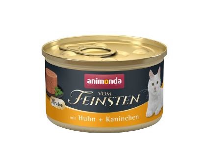 Animonda Vom Feinsten Mousse Cibo Umido per Gatti Adulti 85 g - Pollo Coniglio, Senza Zucchero, Delicato