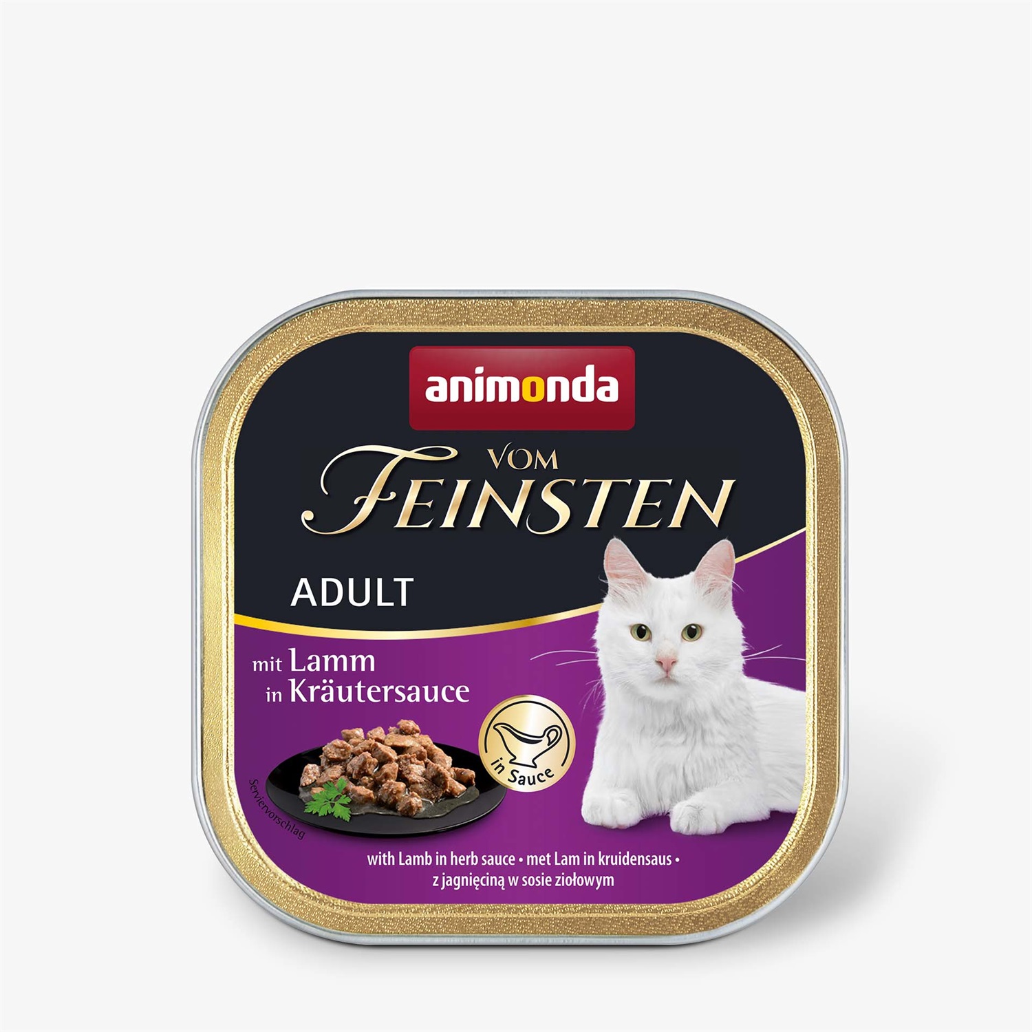 Animonda vom Feinsten Adult - Alimento umido per gatti con agnello in salsa alle erbe, 100 g