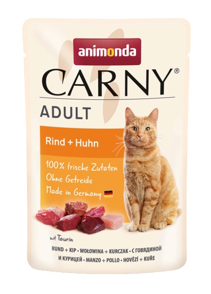 animonda Carny Adult Cibo Umido per Gatti 12 x 85 g - Manzo & Pollo, Senza Conservanti e Coloranti